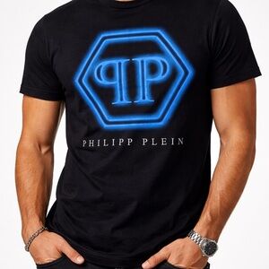 Philipp Plein PP Hexagon Logo T-Shirt EU XL Slim Fit Auth Tag Streetwear Luxury